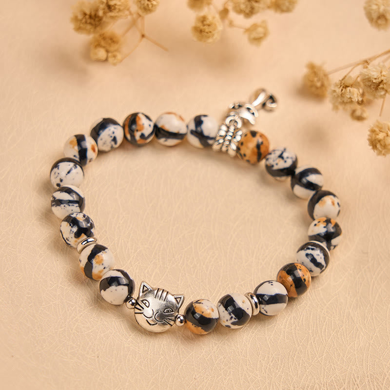 Pulsera de confianza con cuentas de piedra natural de gato calicó de Buddha Stones - image 4