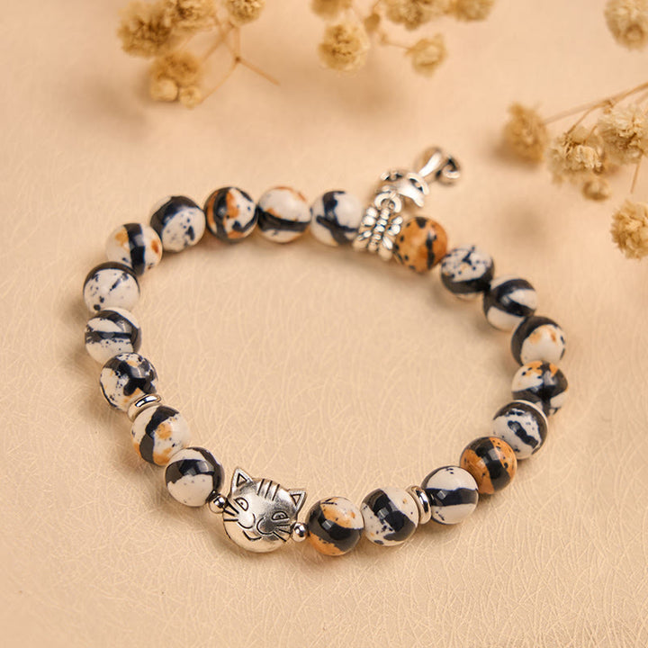 Pulsera de confianza con cuentas de piedra natural de gato calicó de Buddha Stones - image 4