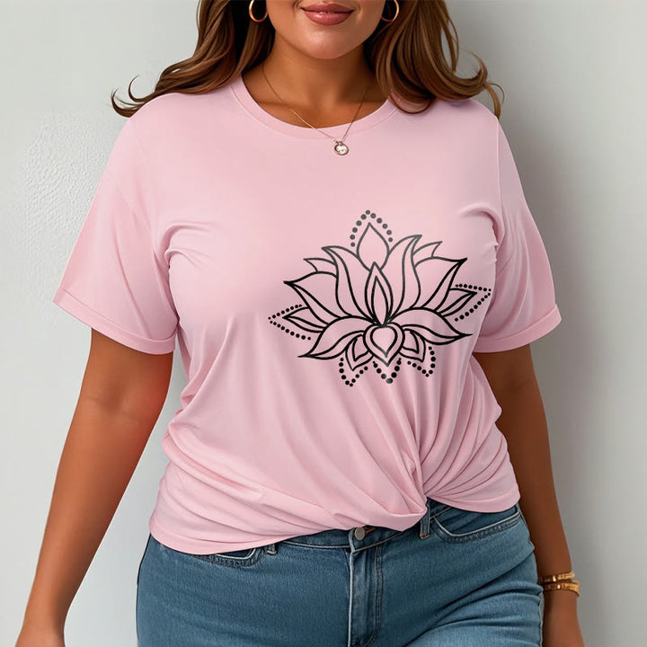 Camiseta de algodón con diseño simple de flor de loto y Buddha Stones - image 14
