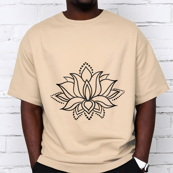 Camiseta de algodón con diseño simple de flor de loto y Buddha Stones - image 12