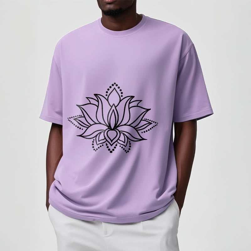 Camiseta de algodón con diseño simple de flor de loto y Buddha Stones - image 18