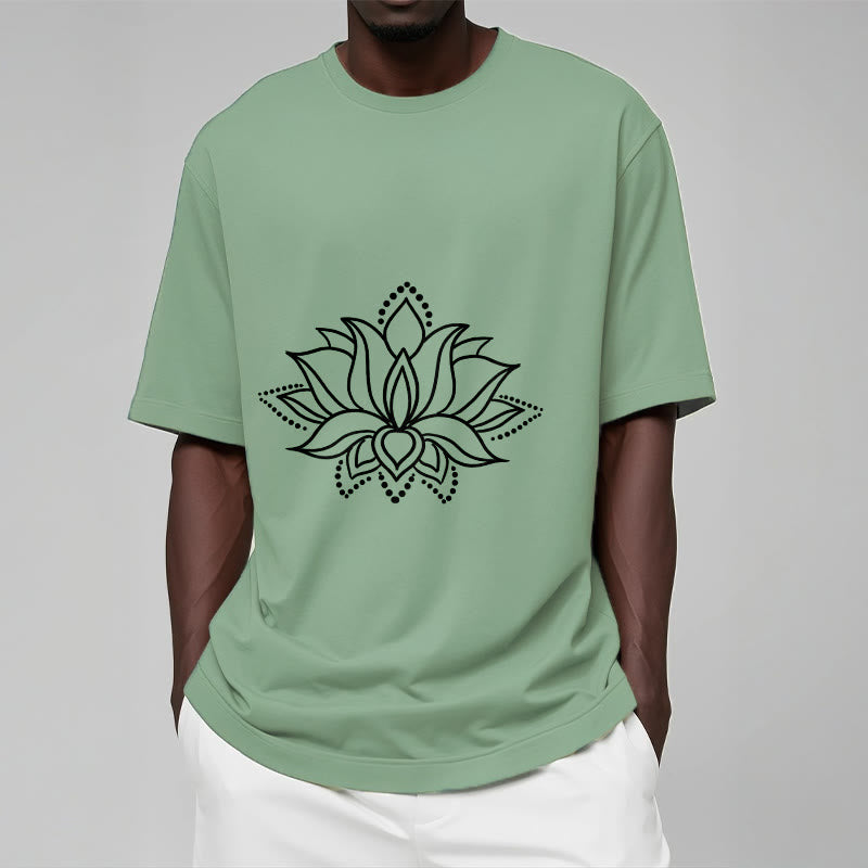Camiseta de algodón con diseño simple de flor de loto y Buddha Stones - image 16