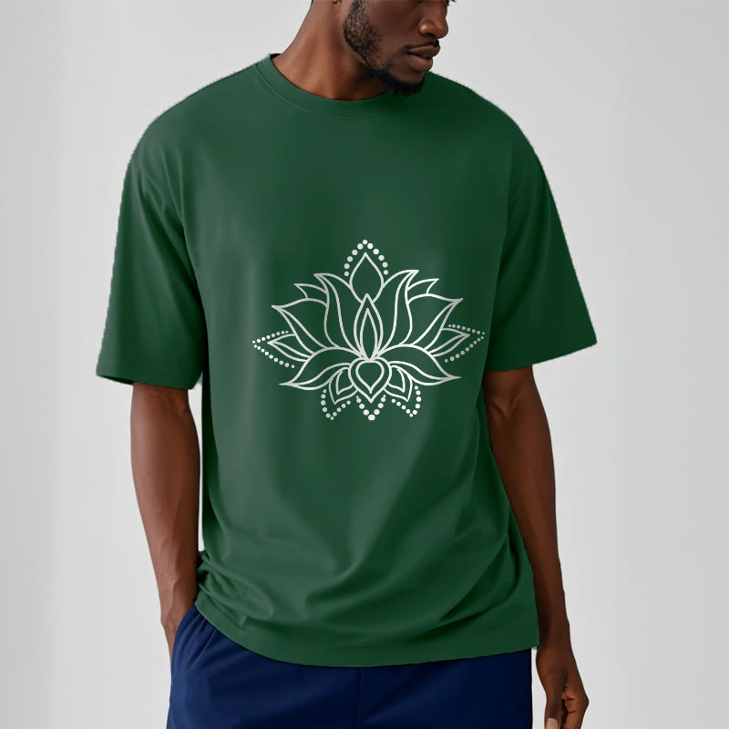 Camiseta de algodón con diseño simple de flor de loto y Buddha Stones - image 2