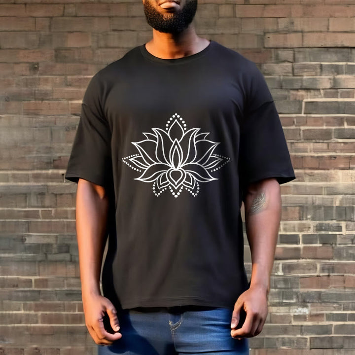Camiseta de algodón con diseño simple de flor de loto y Buddha Stones - image 6