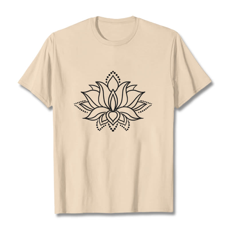 Camiseta de algodón con diseño simple de flor de loto y Buddha Stones - Sopa de mariscos - 2XL - image 11