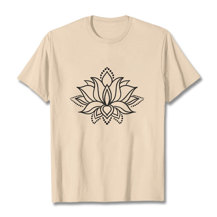Camiseta de algodón con diseño simple de flor de loto y Buddha Stones - Sopa de mariscos - 2XL - image 11