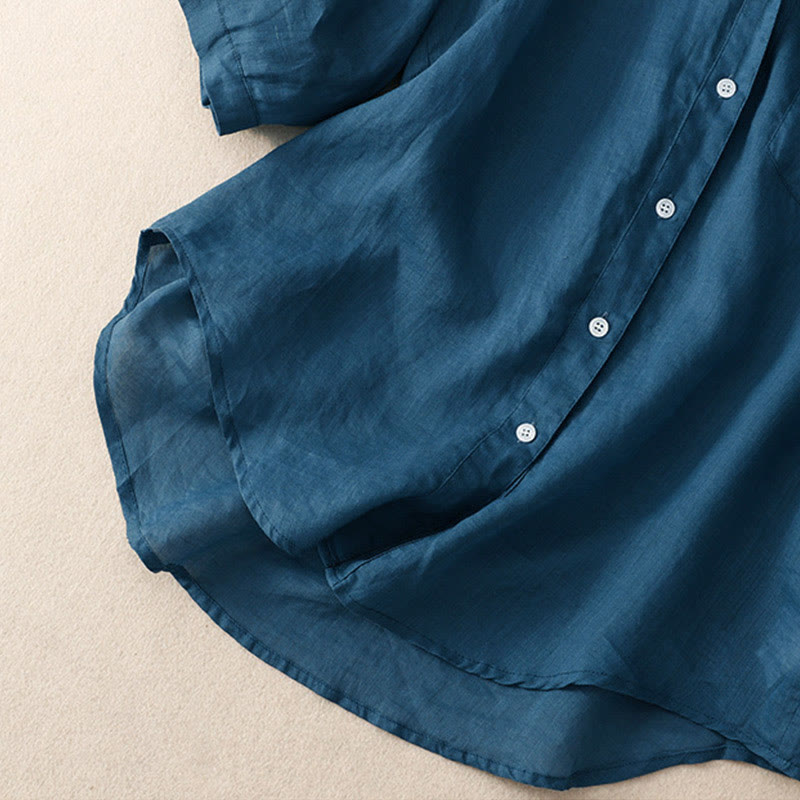 Camisa informal de algodón y viscosa con cuello en V y mangas tres cuartos para mujer de Buddha Stones - image 11