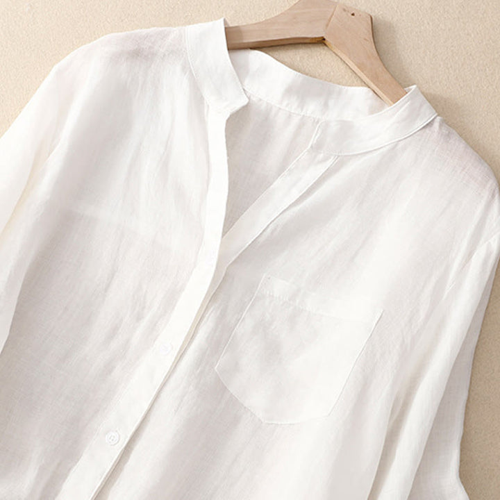 Camisa informal de algodón y viscosa con cuello en V y mangas tres cuartos para mujer de Buddha Stones - image 20