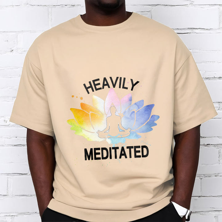 Camiseta de algodón con estampado de figura de meditación de flor de loto colorida y Buddha Stones - image 10
