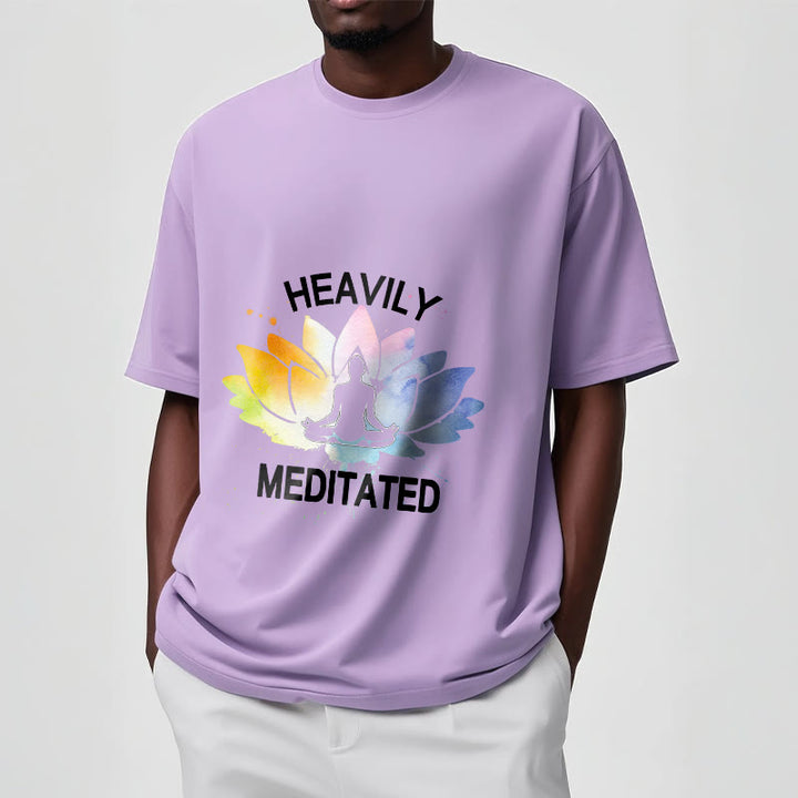 Camiseta de algodón con estampado de figura de meditación de flor de loto colorida y Buddha Stones - image 18