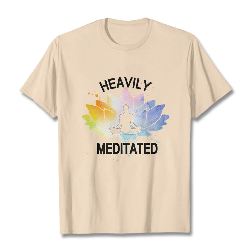 Camiseta de algodón con estampado de figura de meditación de flor de loto colorida y Buddha Stones - Sopa de mariscos - 2XL - image 9