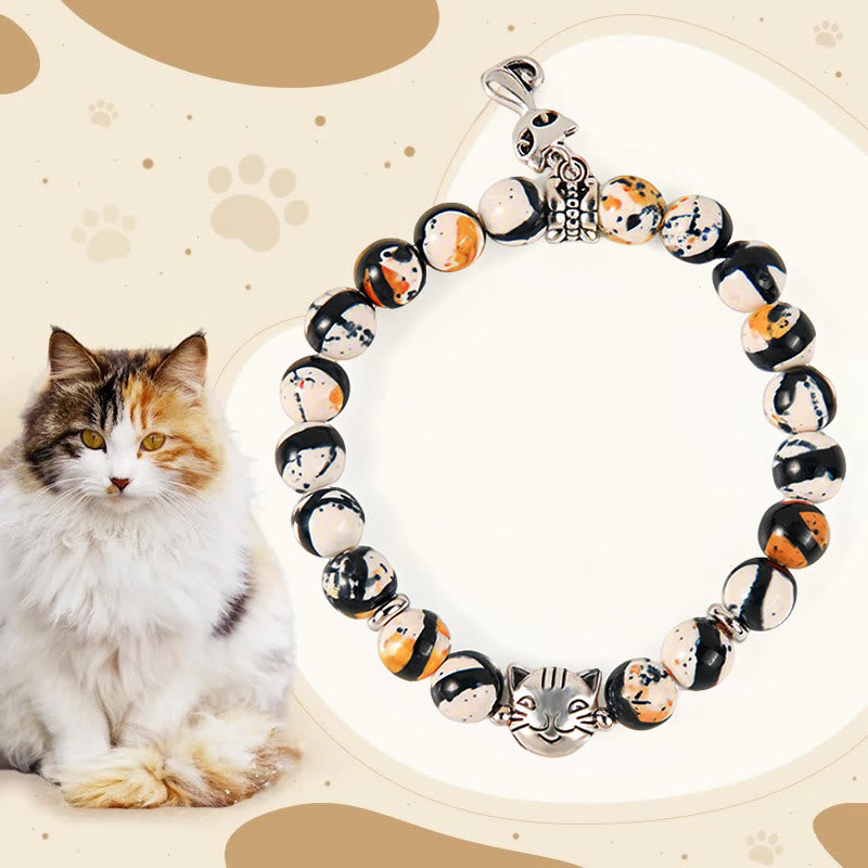 Pulsera de confianza con cuentas de piedra natural de gato calicó de Buddha Stones - Gato calicó (circunferencia de muñeca 15-16 cm) - image 0