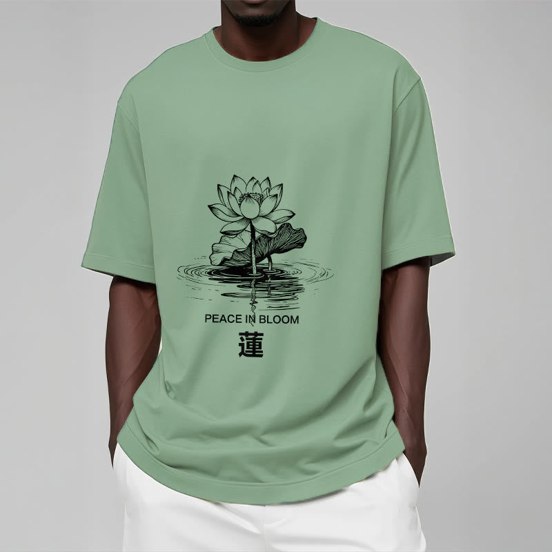 Camiseta de algodón con estampado de hojas de loto y flores de Buddha Stones - image 16