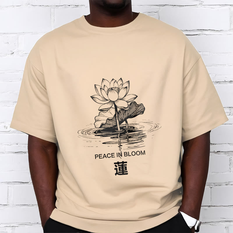 Camiseta de algodón con estampado de hojas de loto y flores de Buddha Stones - image 10