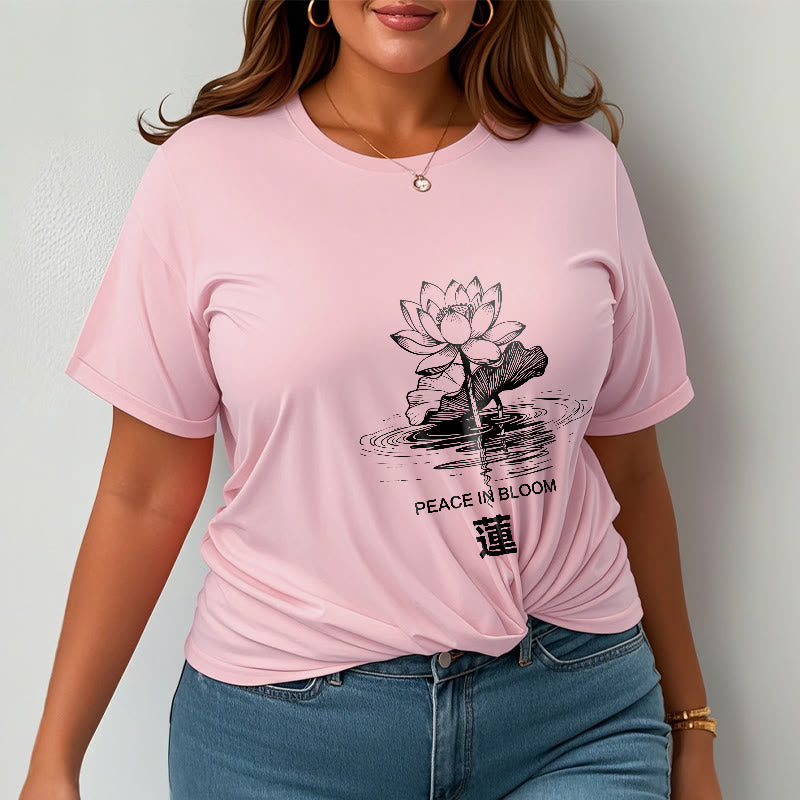 Camiseta de algodón con estampado de hojas de loto y flores de Buddha Stones - image 14