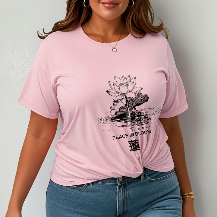 Camiseta de algodón con estampado de hojas de loto y flores de Buddha Stones - image 14