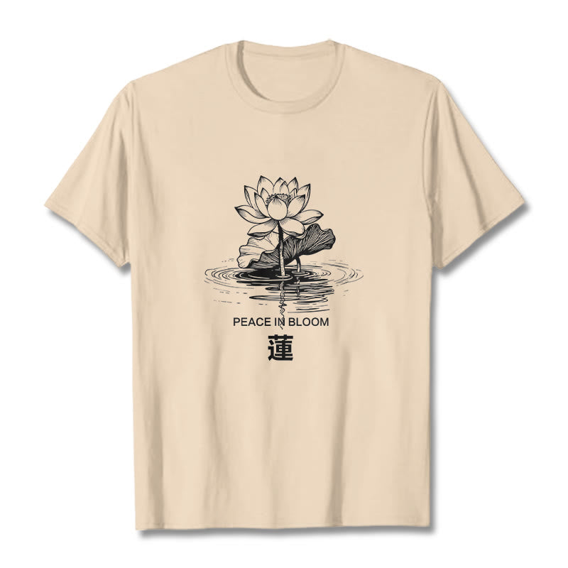 Camiseta de algodón con estampado de hojas de loto y flores de Buddha Stones - Sopa de mariscos - 2XL - image 9