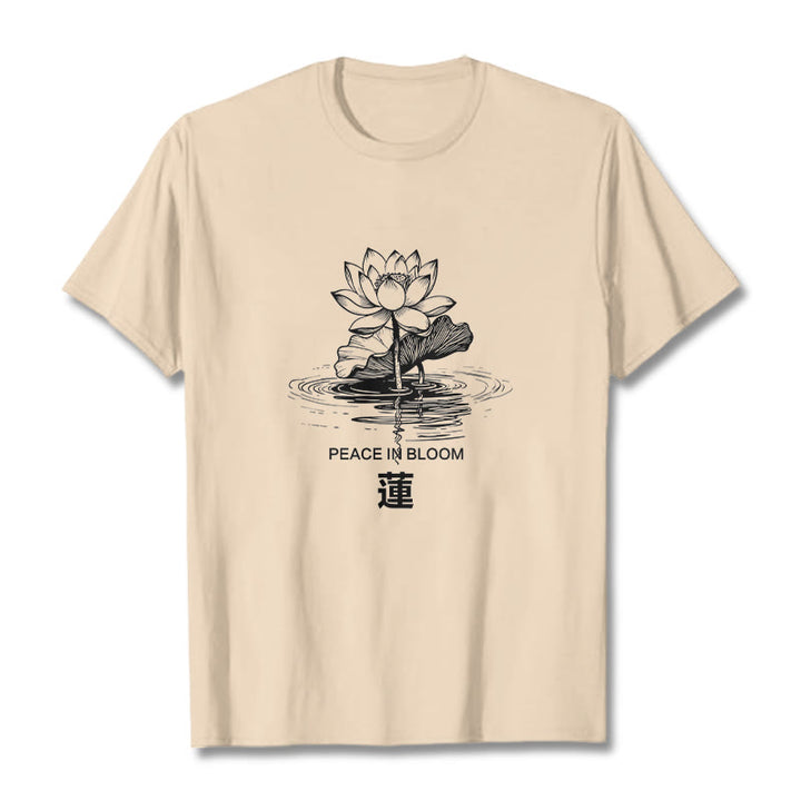 Camiseta de algodón con estampado de hojas de loto y flores de Buddha Stones - Sopa de mariscos - 2XL - image 9