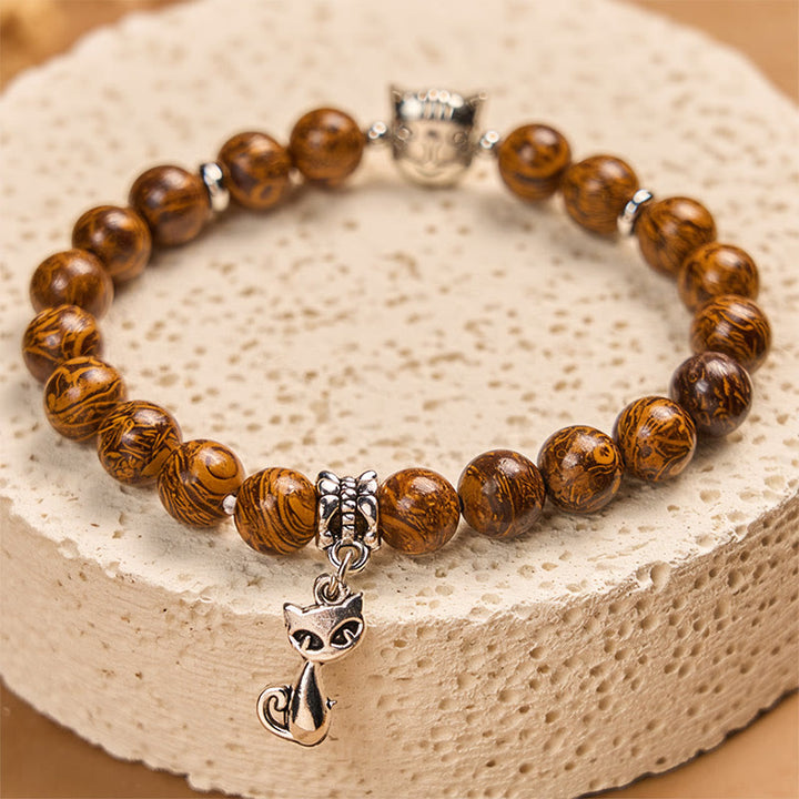 Pulsera protectora de cabeza de gato con piedras naturales de Buddha Stones - image 2