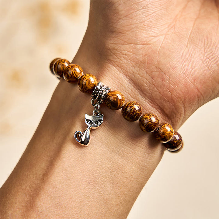 Pulsera protectora de cabeza de gato con piedras naturales de Buddha Stones - image 3