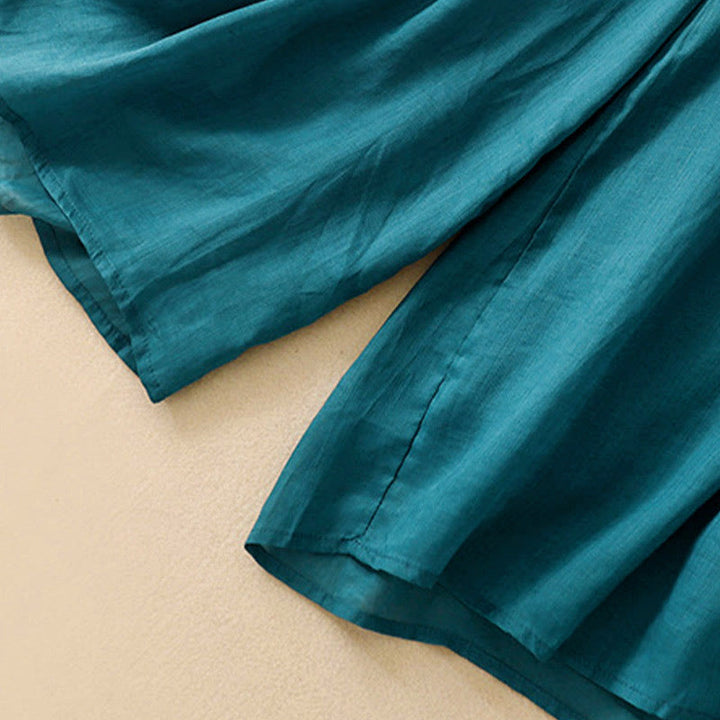 Pantalones anchos de algodón con cordón y bolsillos para mujer, diseño sencillo de Buddha Stones - image 2