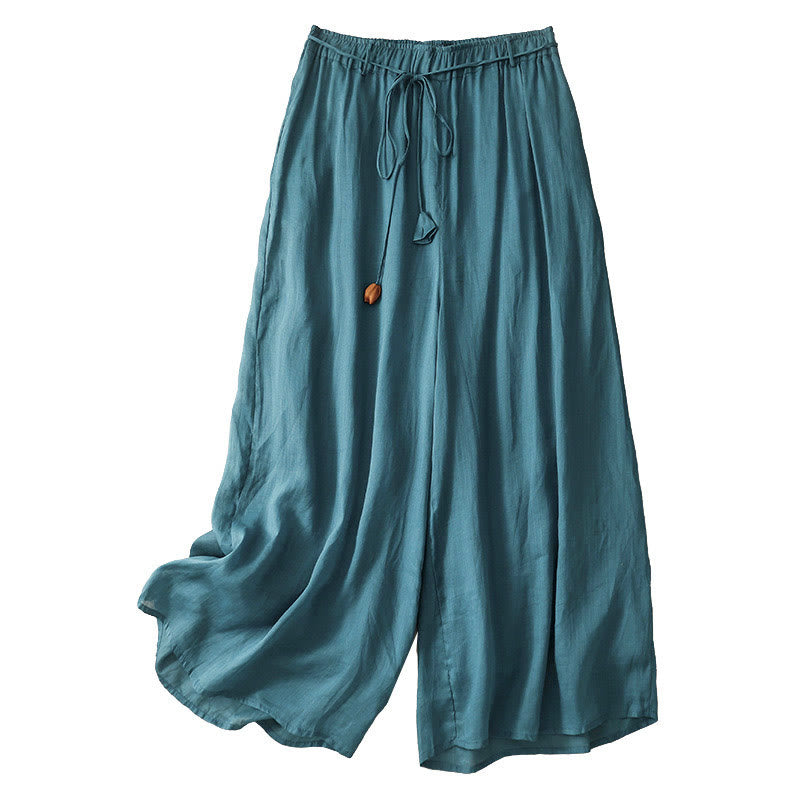Pantalones anchos de algodón con cordón y bolsillos para mujer, diseño sencillo de Buddha Stones - image 5