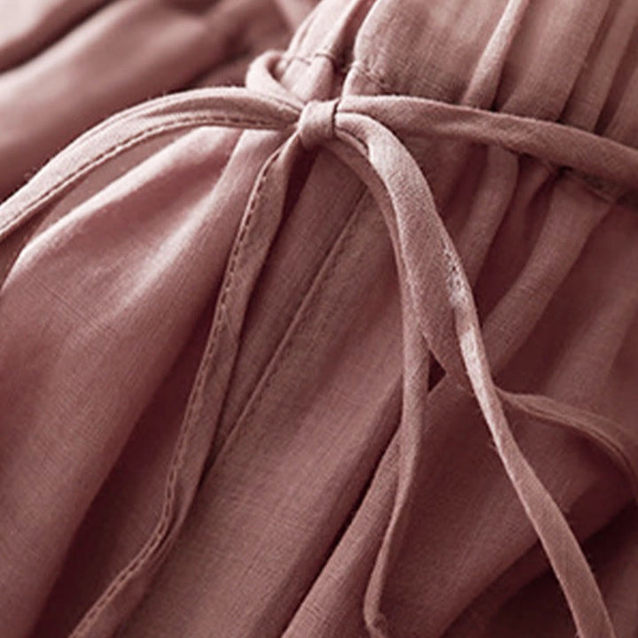 Pantalones anchos de algodón con cordón y bolsillos para mujer, diseño sencillo de Buddha Stones - image 12