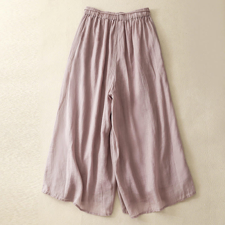 Pantalones anchos de algodón con cordón y bolsillos para mujer, diseño sencillo de Buddha Stones - image 9