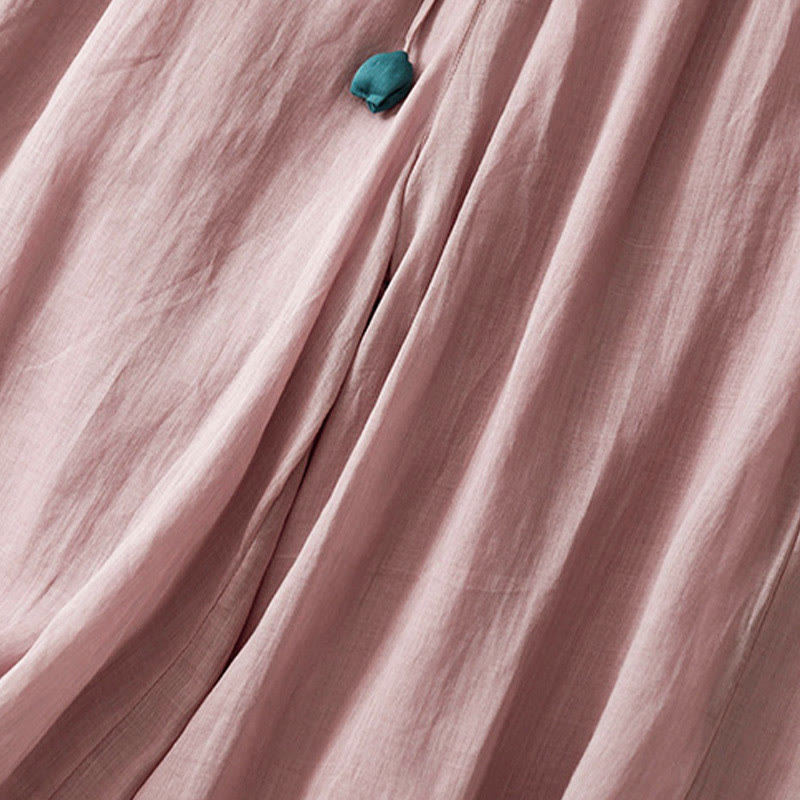 Pantalones anchos de algodón con cordón y bolsillos para mujer, diseño sencillo de Buddha Stones - image 13