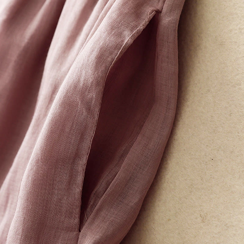 Pantalones anchos de algodón con cordón y bolsillos para mujer, diseño sencillo de Buddha Stones - image 16