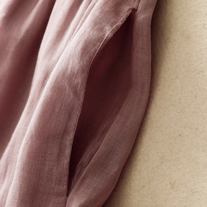 Pantalones anchos de algodón con cordón y bolsillos para mujer, diseño sencillo de Buddha Stones - image 16