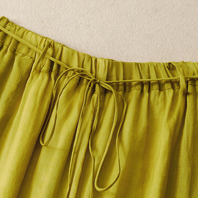 Pantalones anchos de algodón con cordón y bolsillos para mujer, diseño sencillo de Buddha Stones - image 22