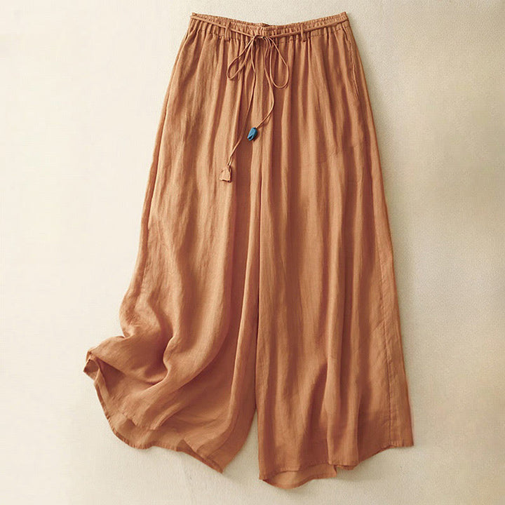 Pantalones anchos de algodón con cordón y bolsillos para mujer, diseño sencillo de Buddha Stones - Naranja oscuro - US8-10，UK/AU12-14，EU40-42 (2XL) - image 23