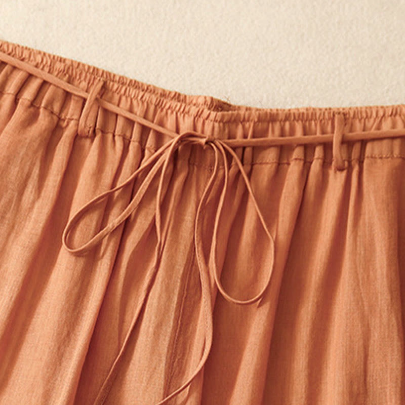 Pantalones anchos de algodón con cordón y bolsillos para mujer, diseño sencillo de Buddha Stones - image 24