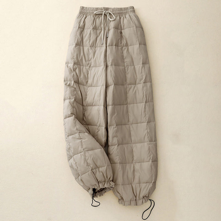 Pantalones de algodón para mujer con bolsillos y diseño de abertura en las piernas con cordón de invierno de Buddha Stones - image 2