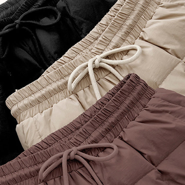 Pantalones de algodón para mujer con bolsillos y diseño de abertura en las piernas con cordón de invierno de Buddha Stones - image 19