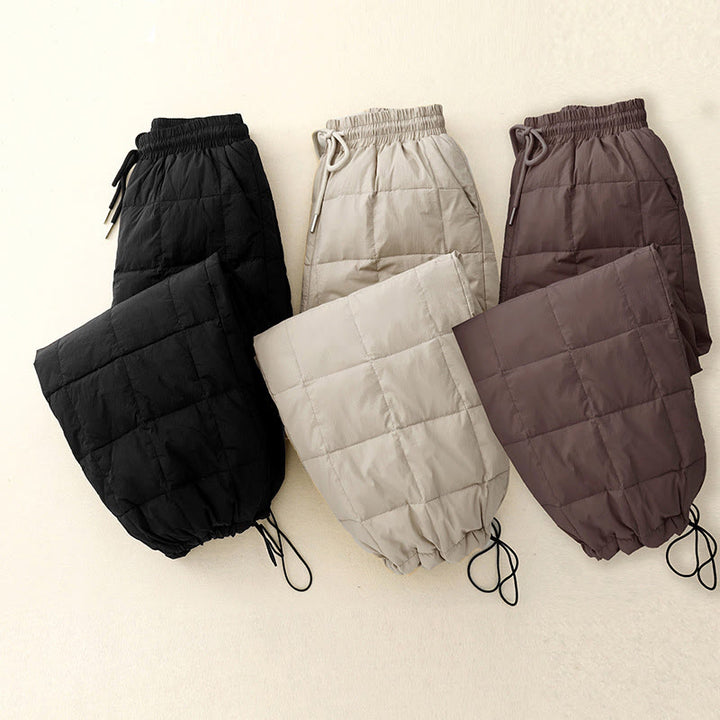 Pantalones de algodón para mujer con bolsillos y diseño de abertura en las piernas con cordón de invierno de Buddha Stones - image 18