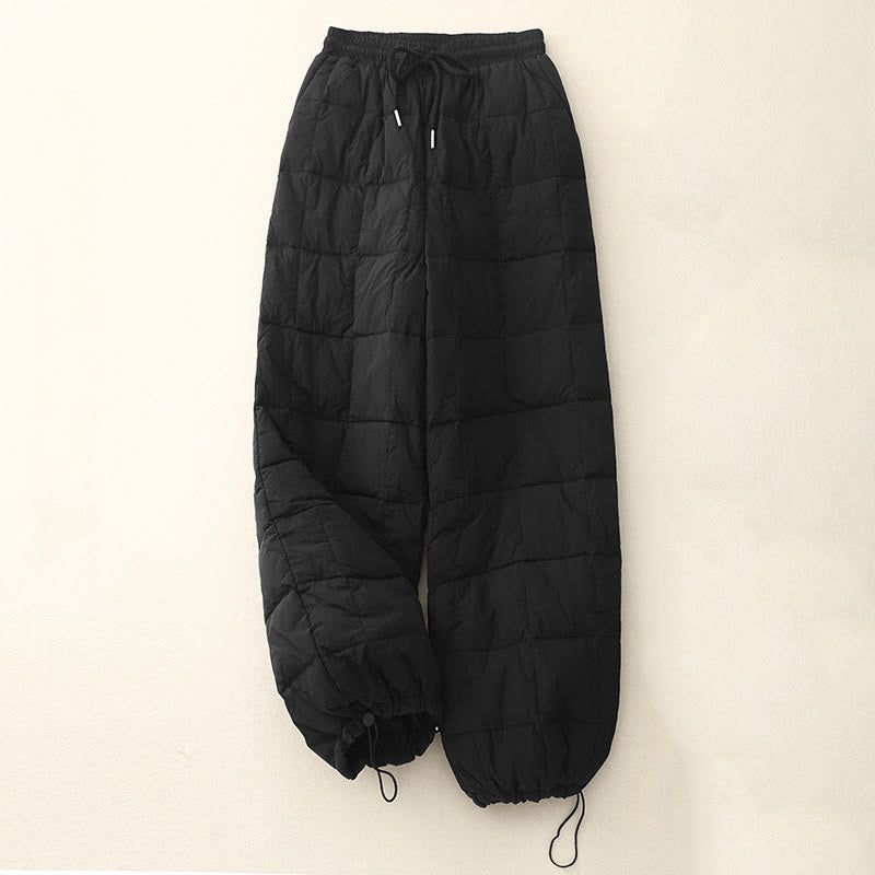 Pantalones de algodón para mujer con bolsillos y diseño de abertura en las piernas con cordón de invierno de Buddha Stones - Negro - US8-10，UK/AU12-14，EU40-42 (2XL) - image 15