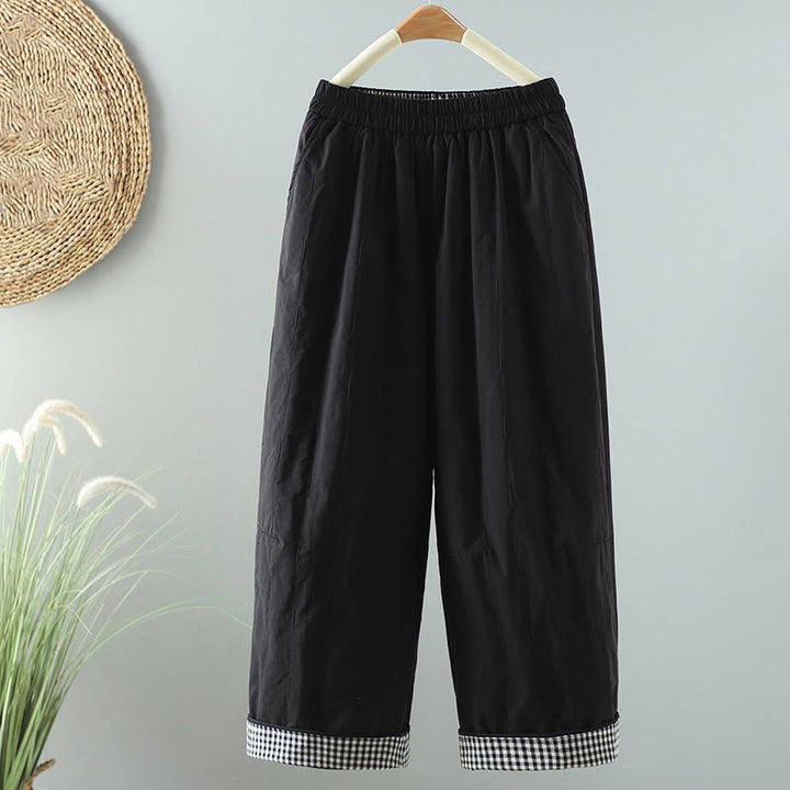 Pantalones harén de algodón hasta el tobillo con bolsillos para mujer , de Buddha Stones Winter Plain - Negro - US8-10，UK/AU12-14，EU40-42 (2XL) - image 1