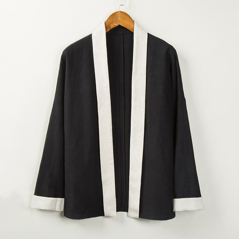 Chaqueta estilo kimono de algodón para hombre, de manga larga, color liso, de invierno, con estampado de Buddha Stones - Negro - US/UK/AU44, EU54 (4XL) - image 1