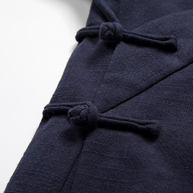 Chaqueta tipo kimono de lino y algodón para hombre, con diseño de rana china y botones de piedra de Buddha Stones , manga larga y abertura frontal. - image 9