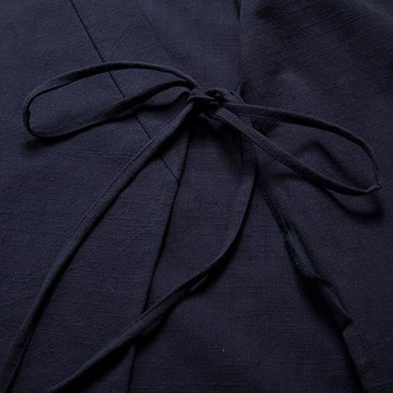 Chaqueta tipo kimono de lino y algodón para hombre, con diseño de rana china y botones de piedra de Buddha Stones , manga larga y abertura frontal. - image 10