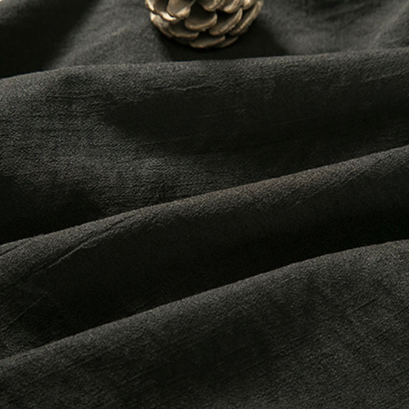 Chaqueta tipo kimono de lino y algodón de manga larga para hombre con diseño de Buddha Stones y cordones, abierta al frente - image 5