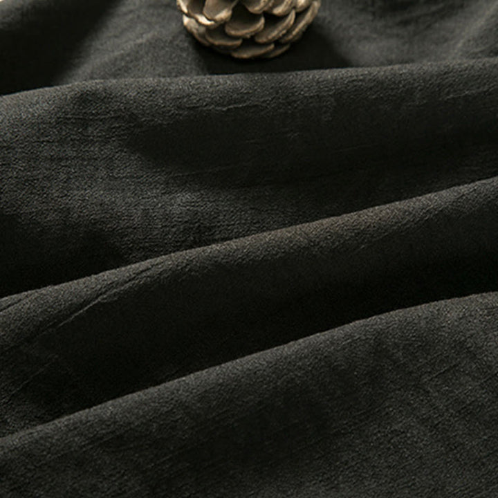 Chaqueta tipo kimono de lino y algodón de manga larga para hombre con diseño de Buddha Stones y cordones, abierta al frente - image 5