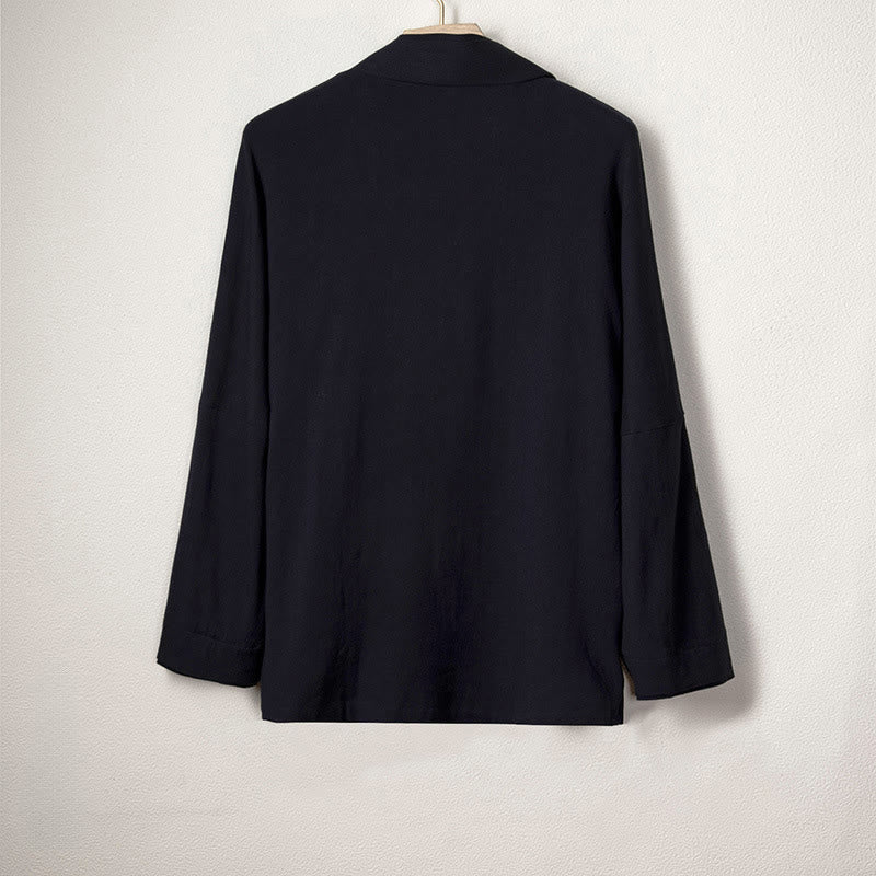 Chaqueta estilo kimono de algodón y lino de manga larga con diseño sencillo y abierto para hombre Buddha Stones - image 3