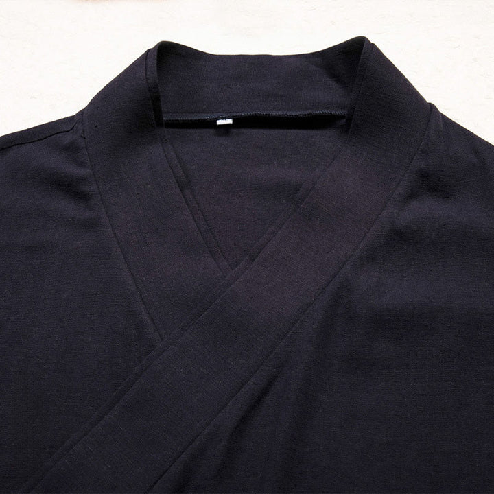 Chaqueta estilo kimono de algodón y lino de manga larga con diseño sencillo y abierto para hombre Buddha Stones - image 5