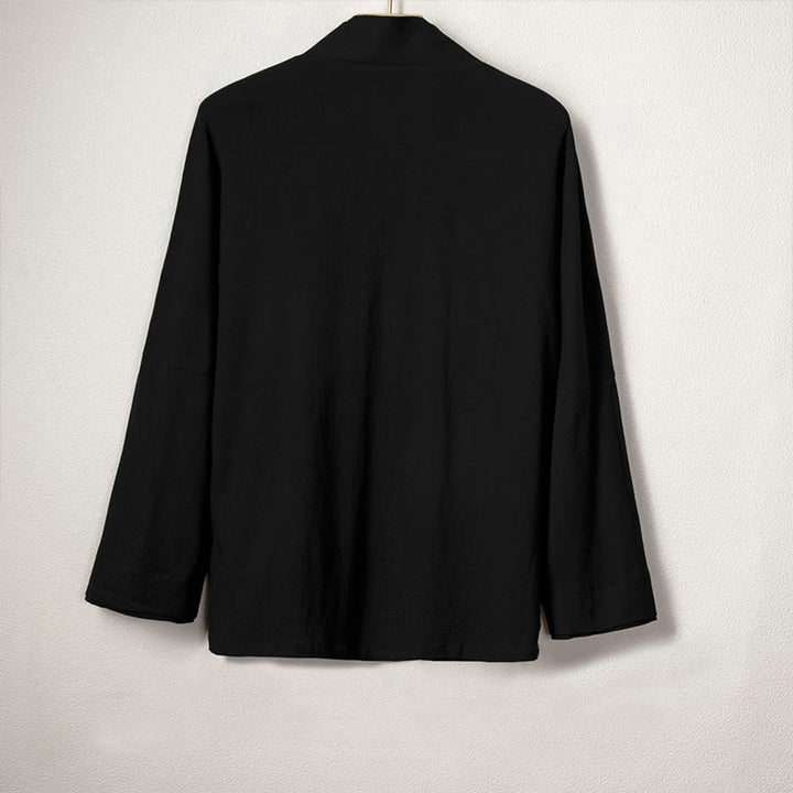 Chaqueta estilo kimono de algodón y lino de manga larga con diseño sencillo y abierto para hombre Buddha Stones - image 2