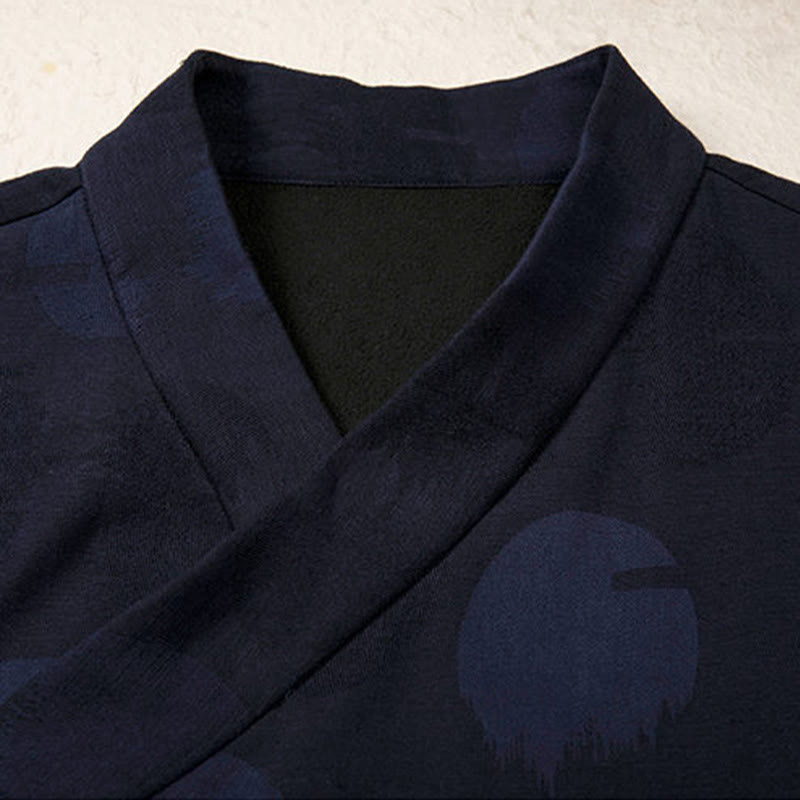 Camisa de manga larga de algodón y lino con forro polar y botones de jacquard con Buddha Stones para hombre - image 2