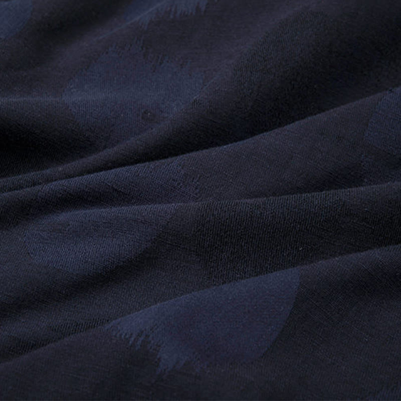 Camisa de manga larga de algodón y lino con forro polar y botones de jacquard con Buddha Stones para hombre - image 4