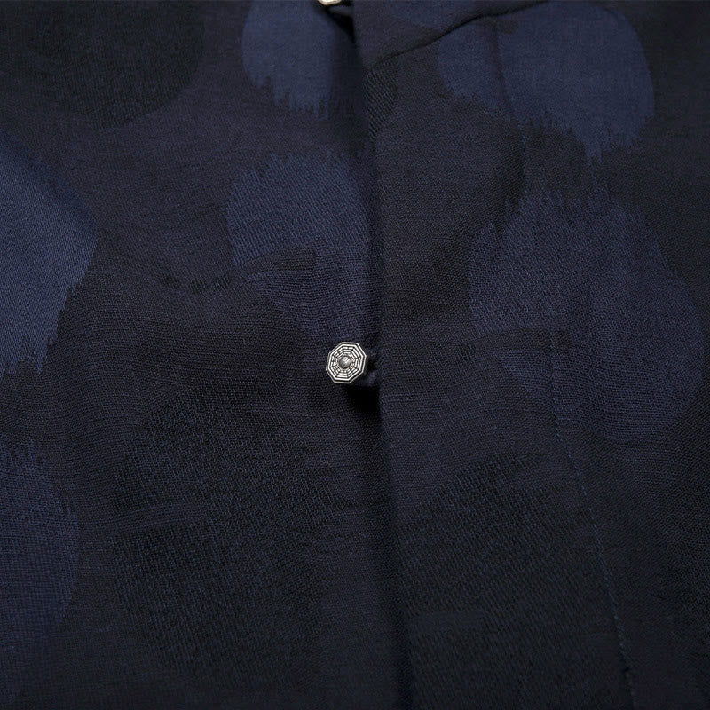 Camisa de manga larga de algodón y lino con forro polar y botones de jacquard con Buddha Stones para hombre - image 3